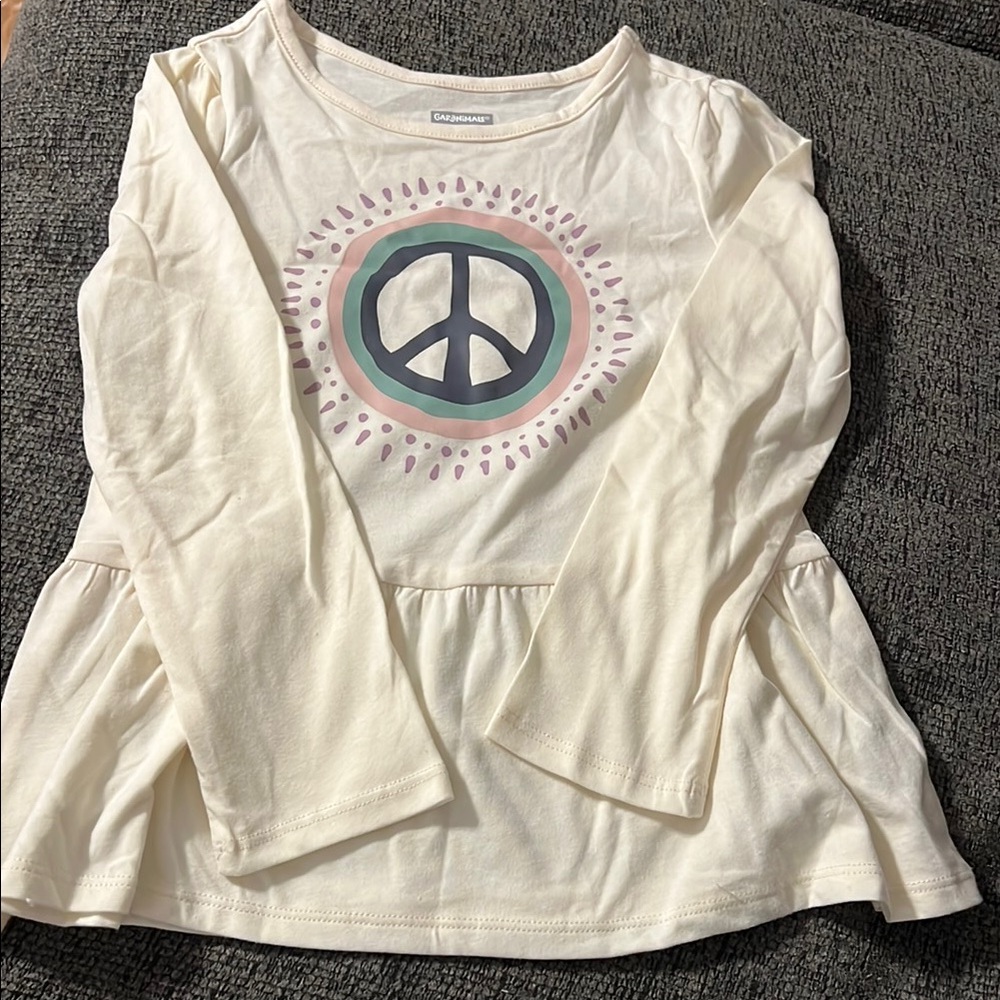 Peace Sign Cream Kids Top
